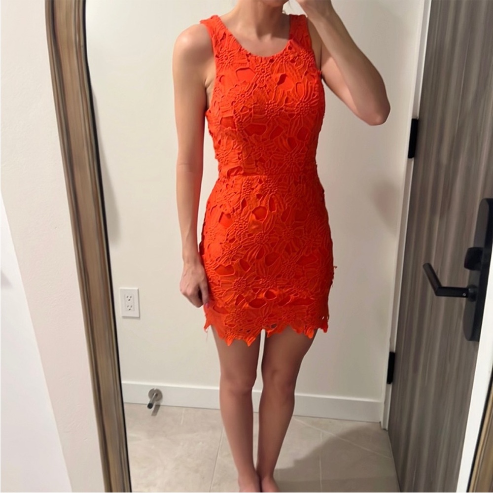ASTR The Label Lace Coral Sleeveless Dress - Picture 2 of 15